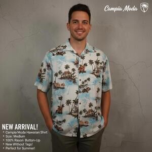 Campia Moda Hawaiian Rayon Button-Up Shirt Medium
